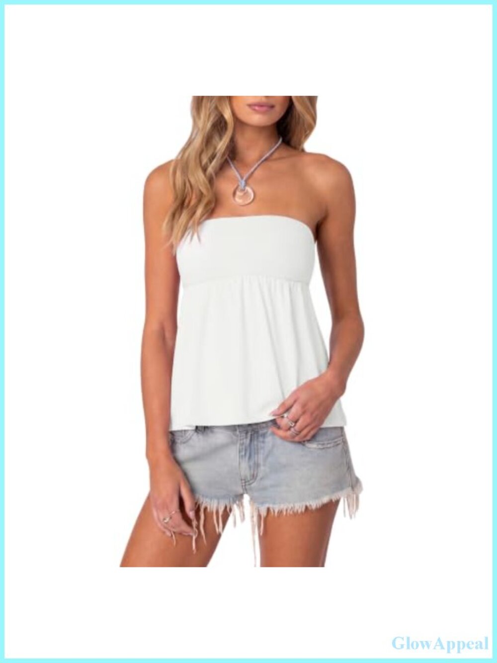 Peplum Tube Top Built in Bra Strapless Babydoll Tank Sleeveless